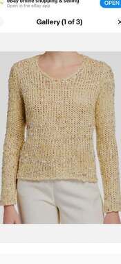 Stellah Women Yellow Textured Knit Pullover Sweater Size S/M Coastal Coquette